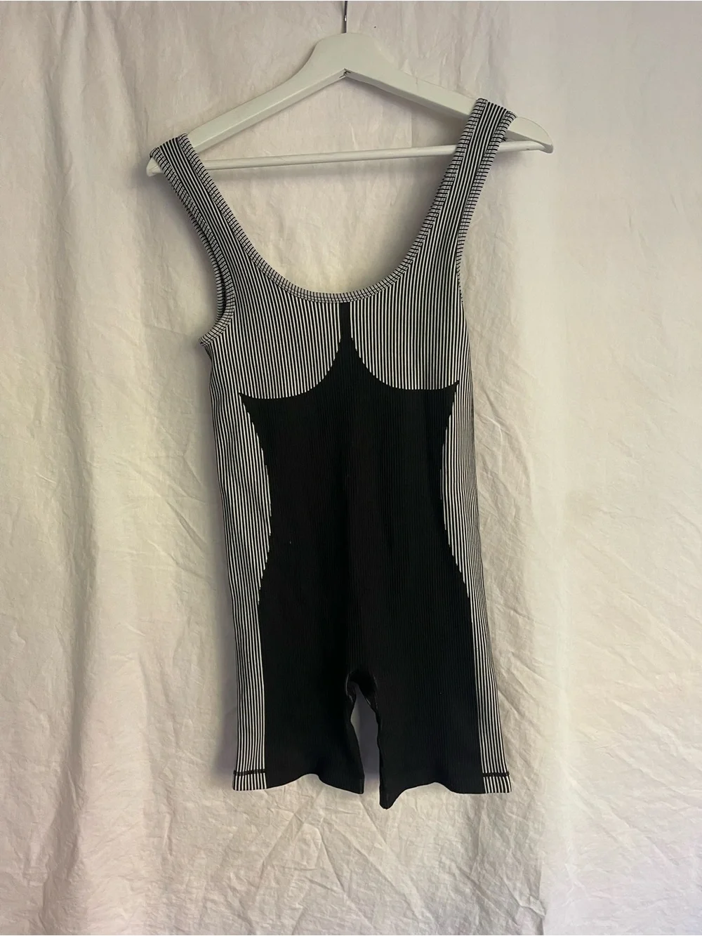 Activewear Sculpting Striped One Piece Bodysuit Size S Sporty Yoga Athletic